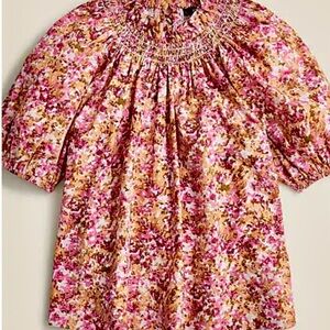 J. Crew Smocked Bishop Puff Sleeve Top Size M